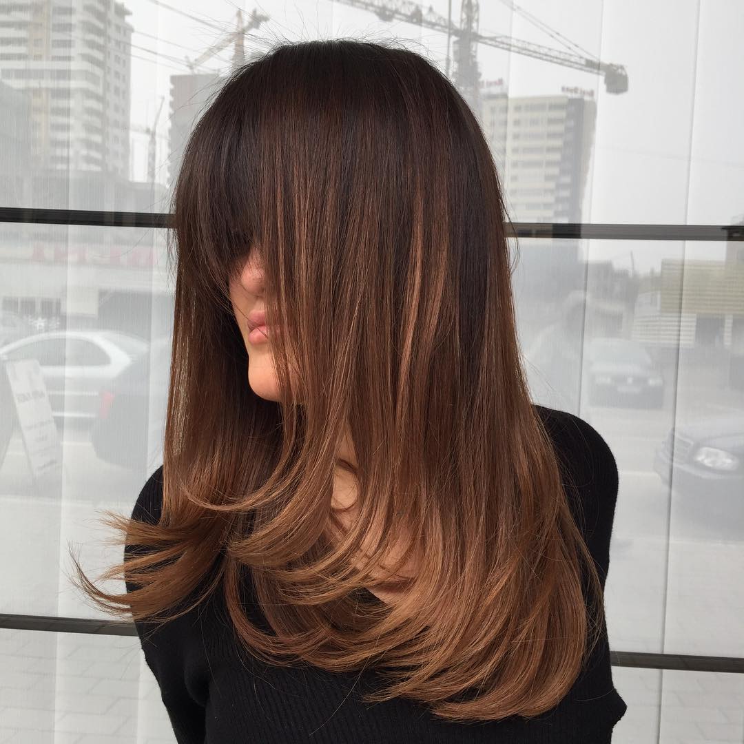 Straight Layered Brown Hair With Highlights