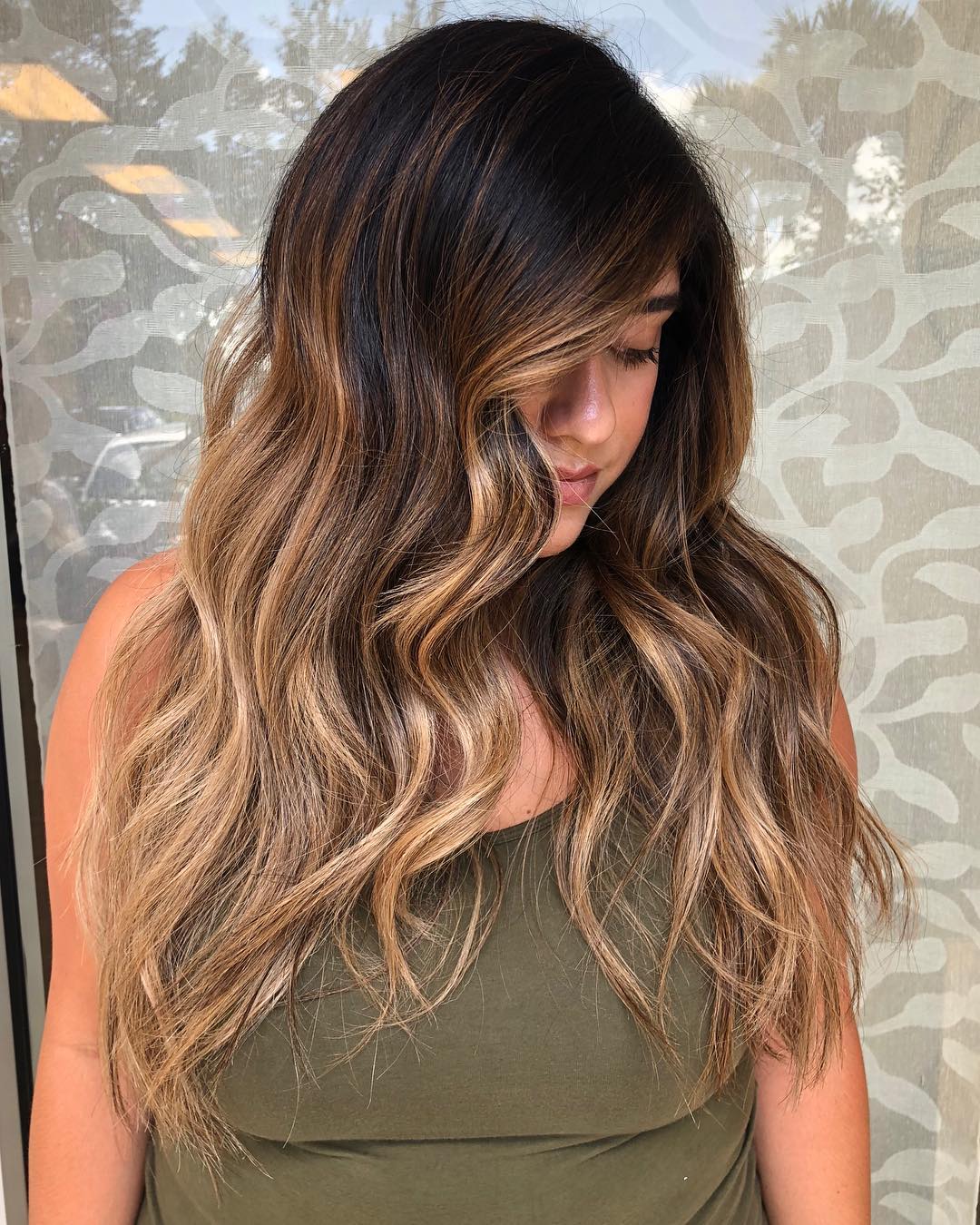 Dark Hair With Honey Blonde Balayage