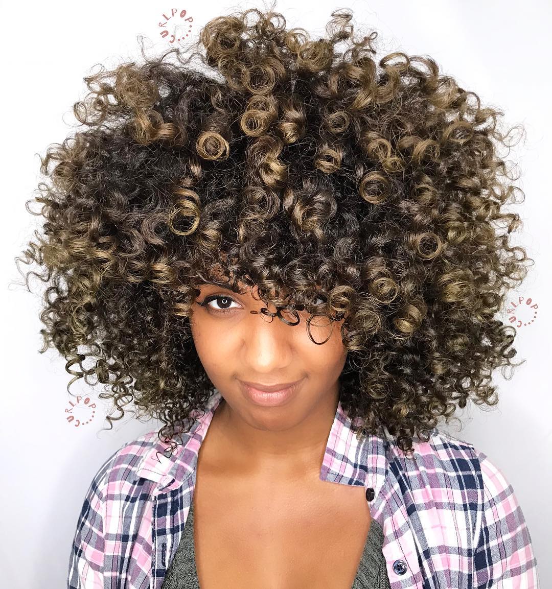 Natural Curly Hair With Highlights