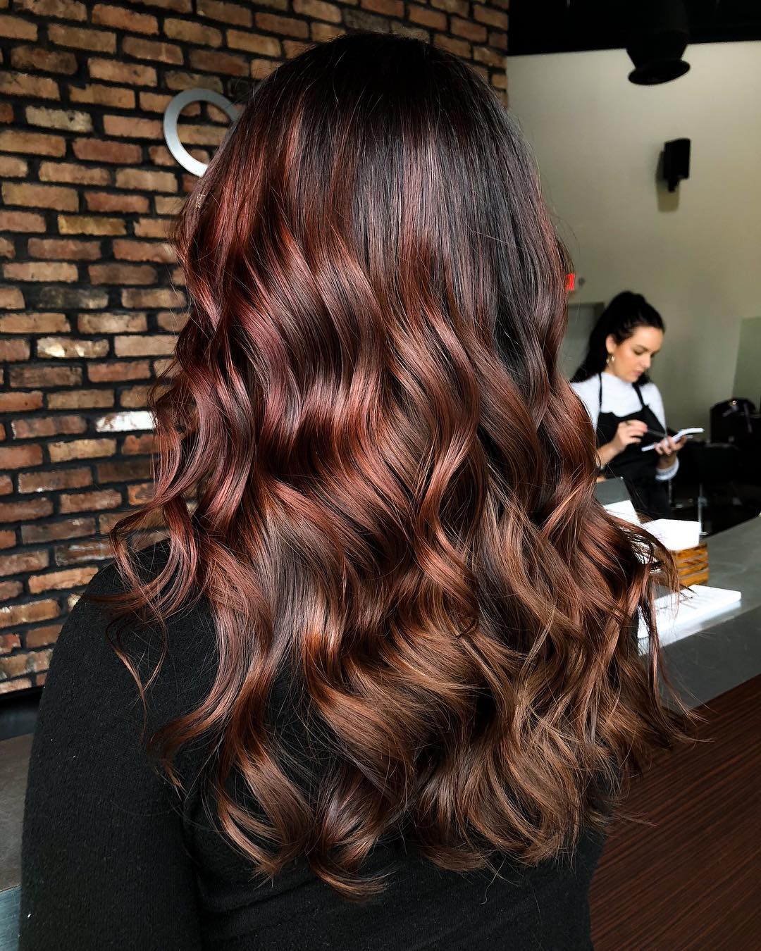 Dark Hair With Auburn Balayage