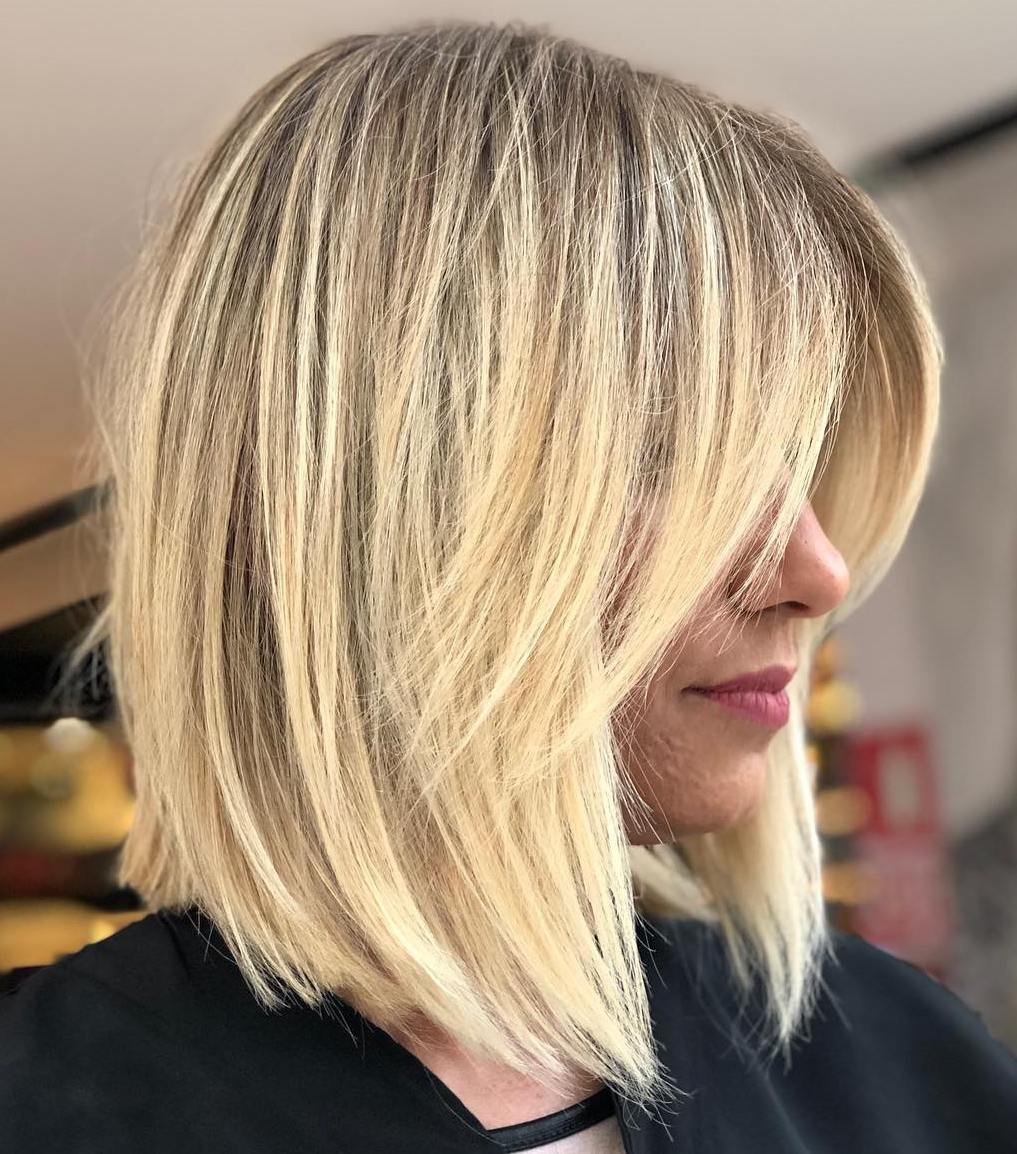 Textured Blonde Bob With Curtain Bangs