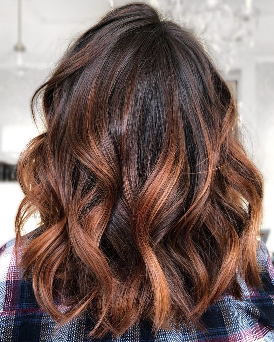 Deep Brown Hair With Copper Highlights