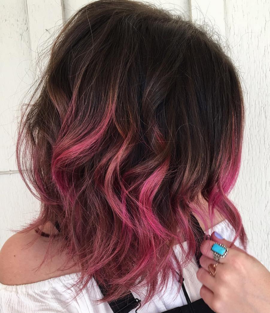 Brown To Pink Balayage Ombre