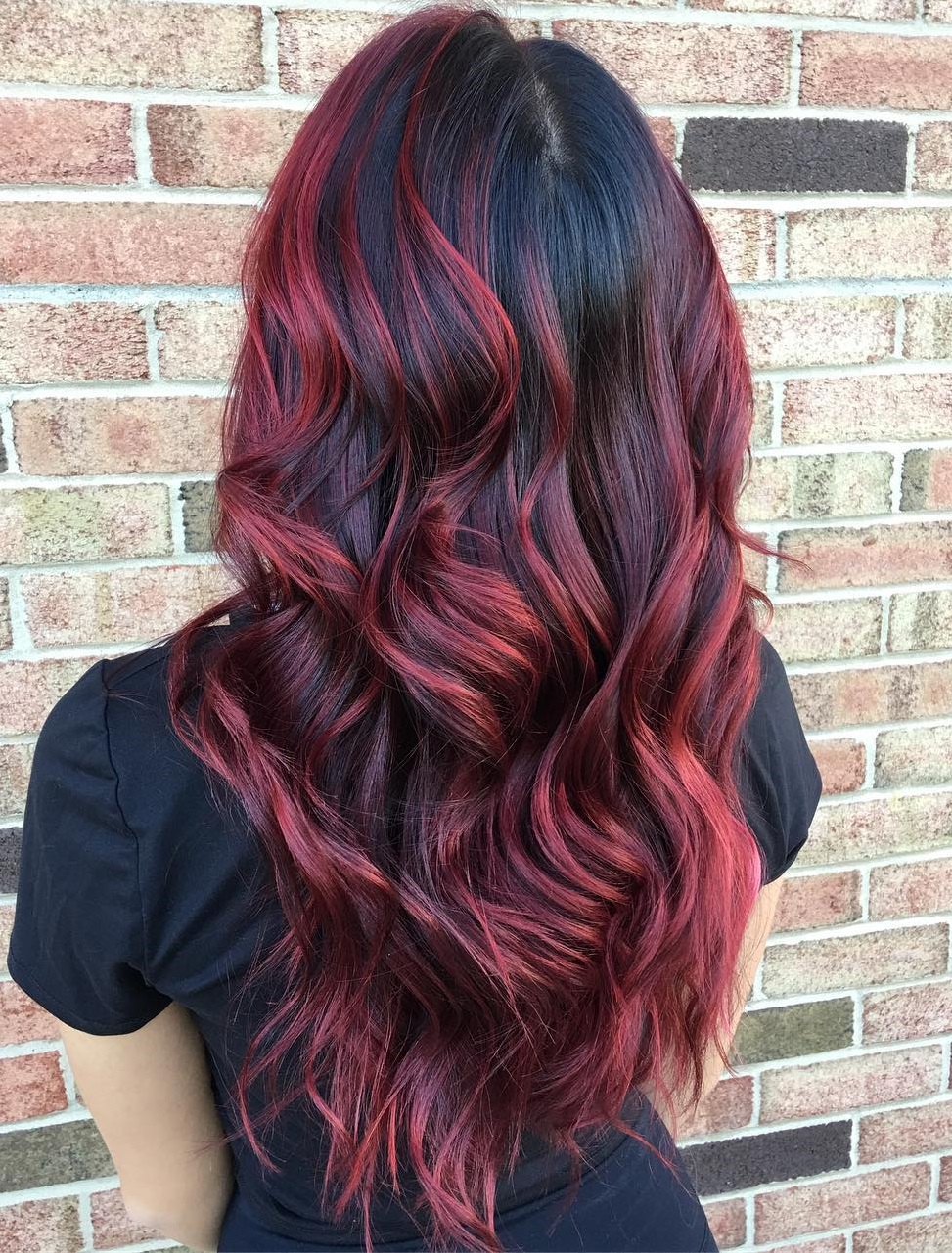 Dark Hair With Burgundy Balayage