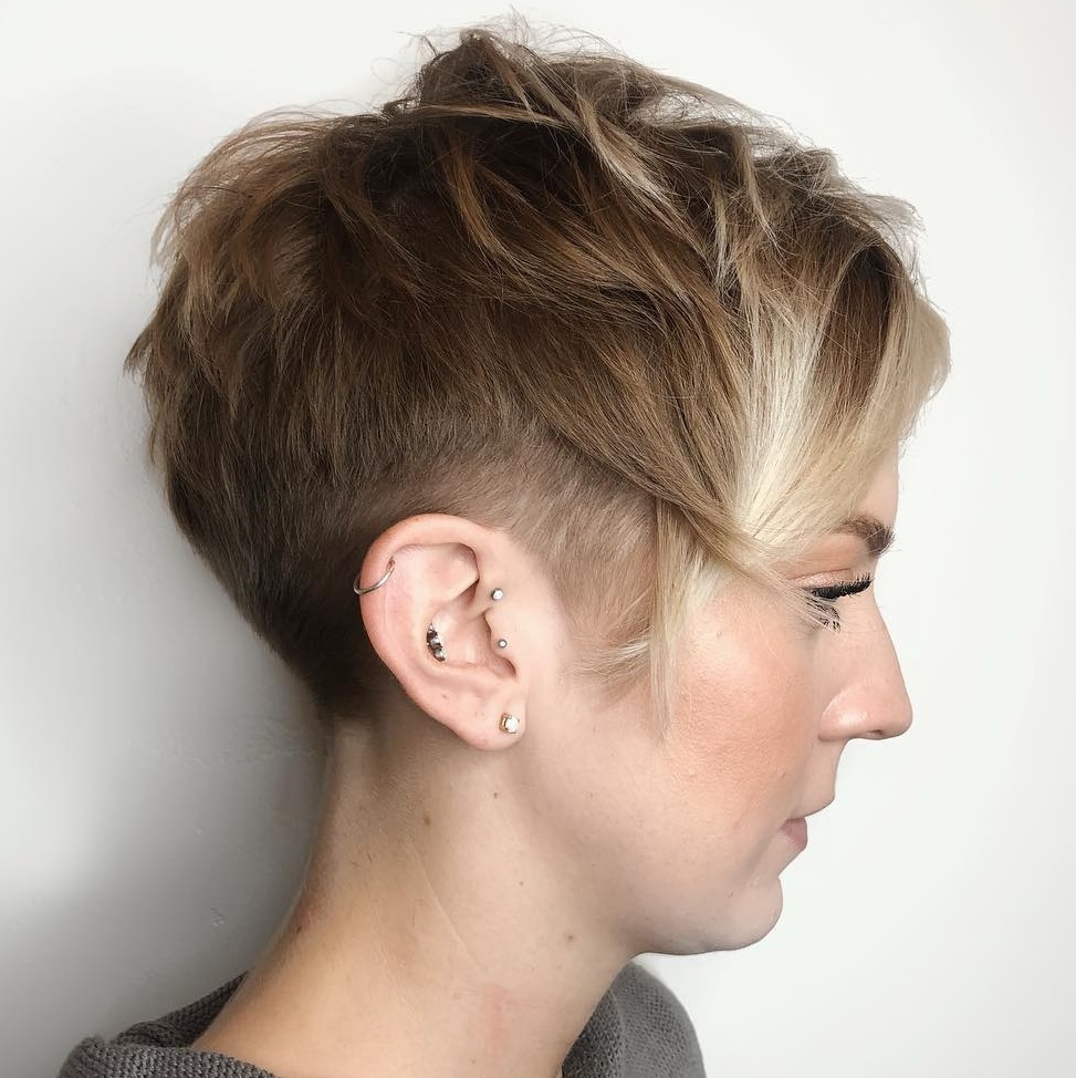 Very Short Brown Cut With White Highlights
