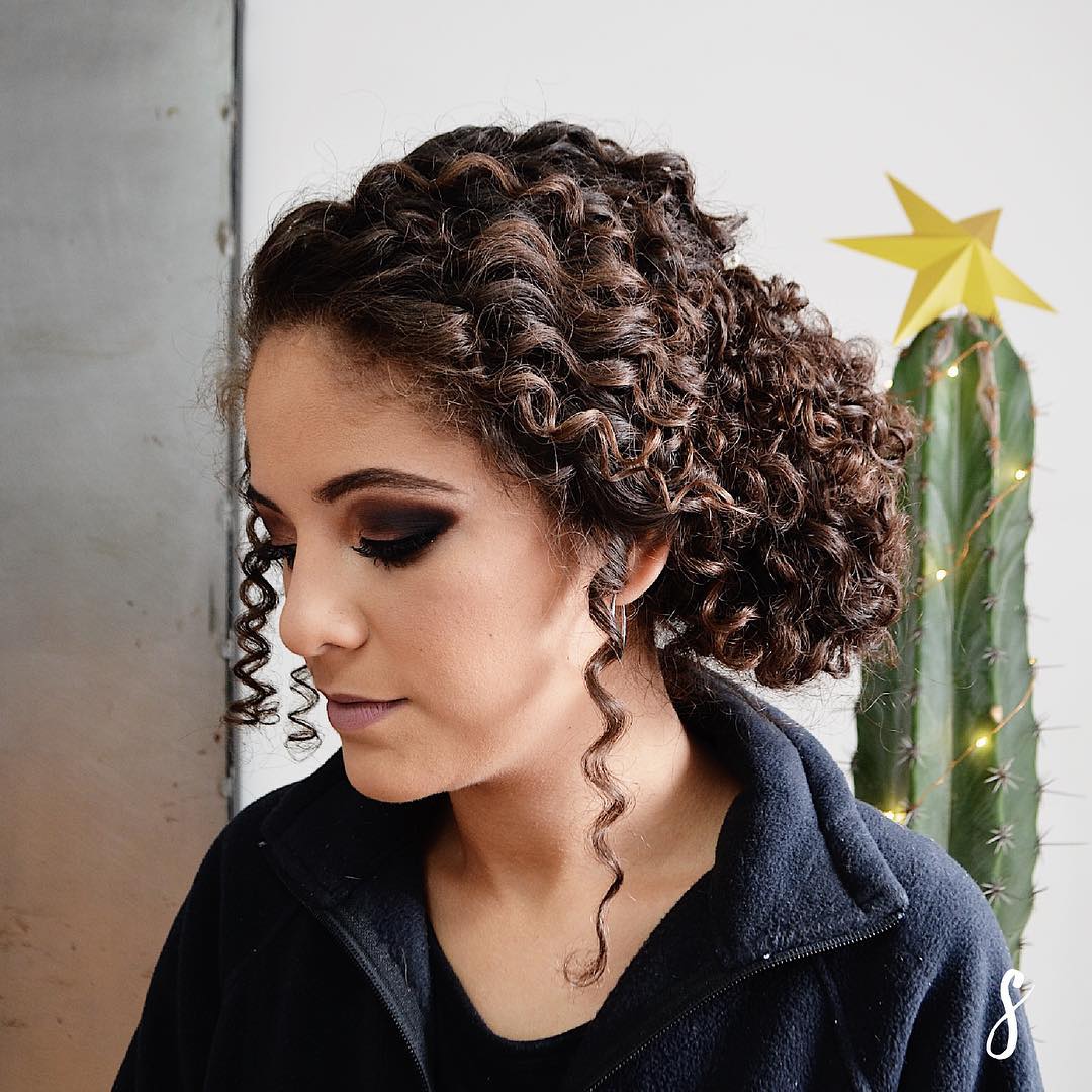 Loose Big Curly Messy Bun Updo