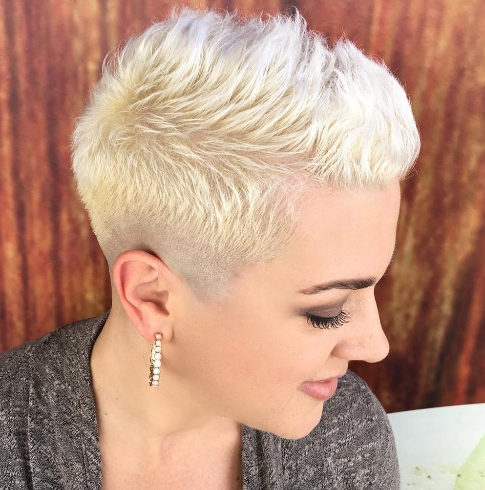 Spiky Blonde Pixie With A Bold Fade