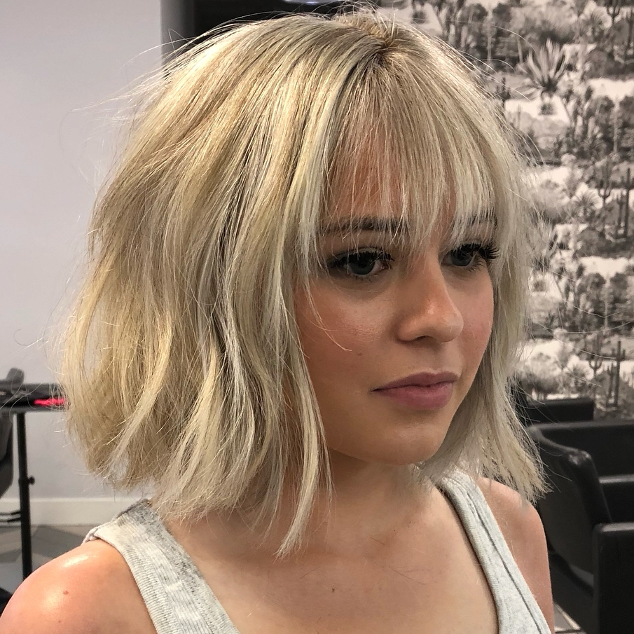 Geometric Bob With Bangs For Round Faces