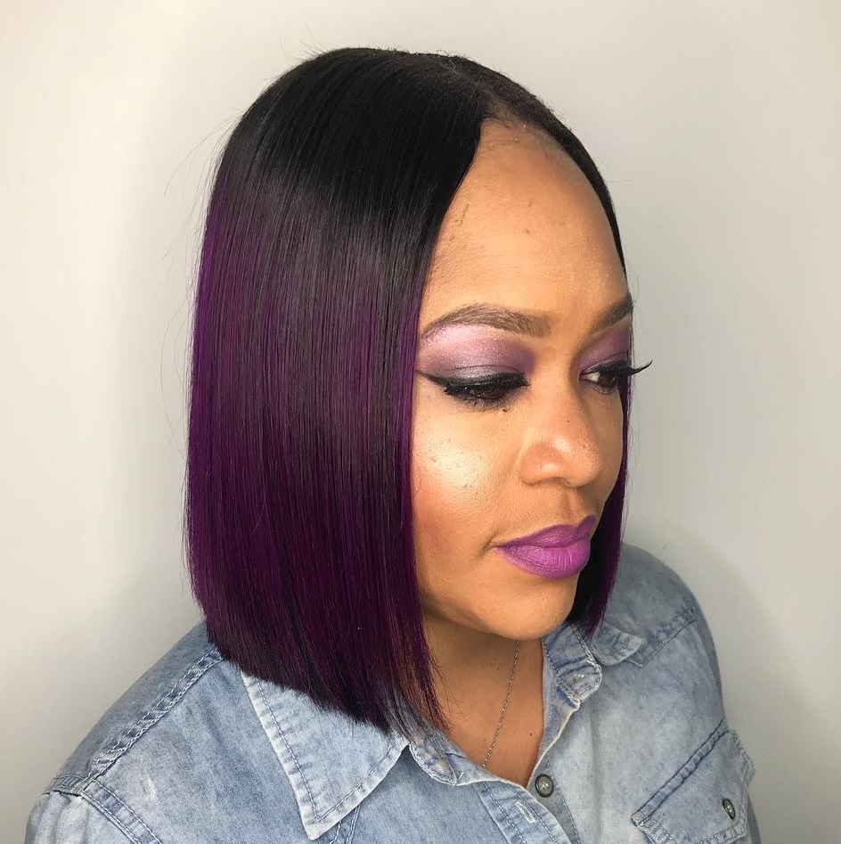 Sleek Plum-Colored Weave Bob