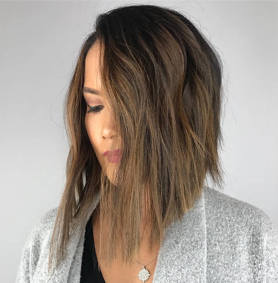 Steeply Angled Choppy Long Bob