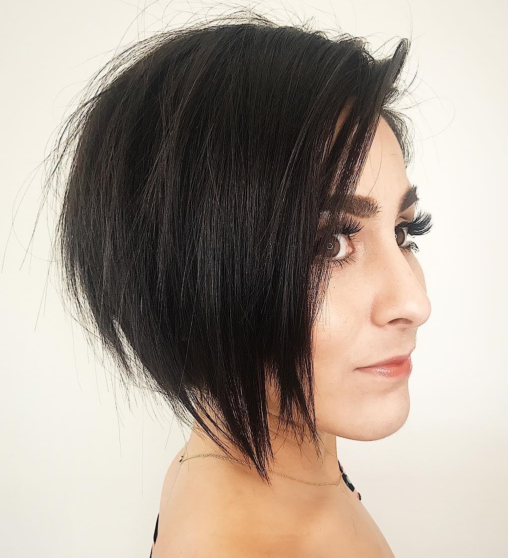 Image of A-line bob hairstyle for long face and big nose