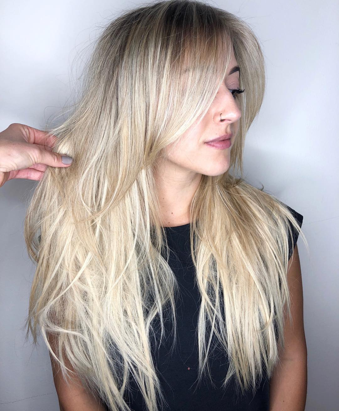 Long Rooty Blonde Hairstyle