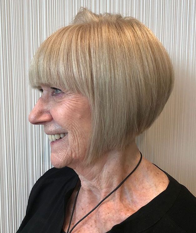 Straight Stacked Bob With An Arched Fringe