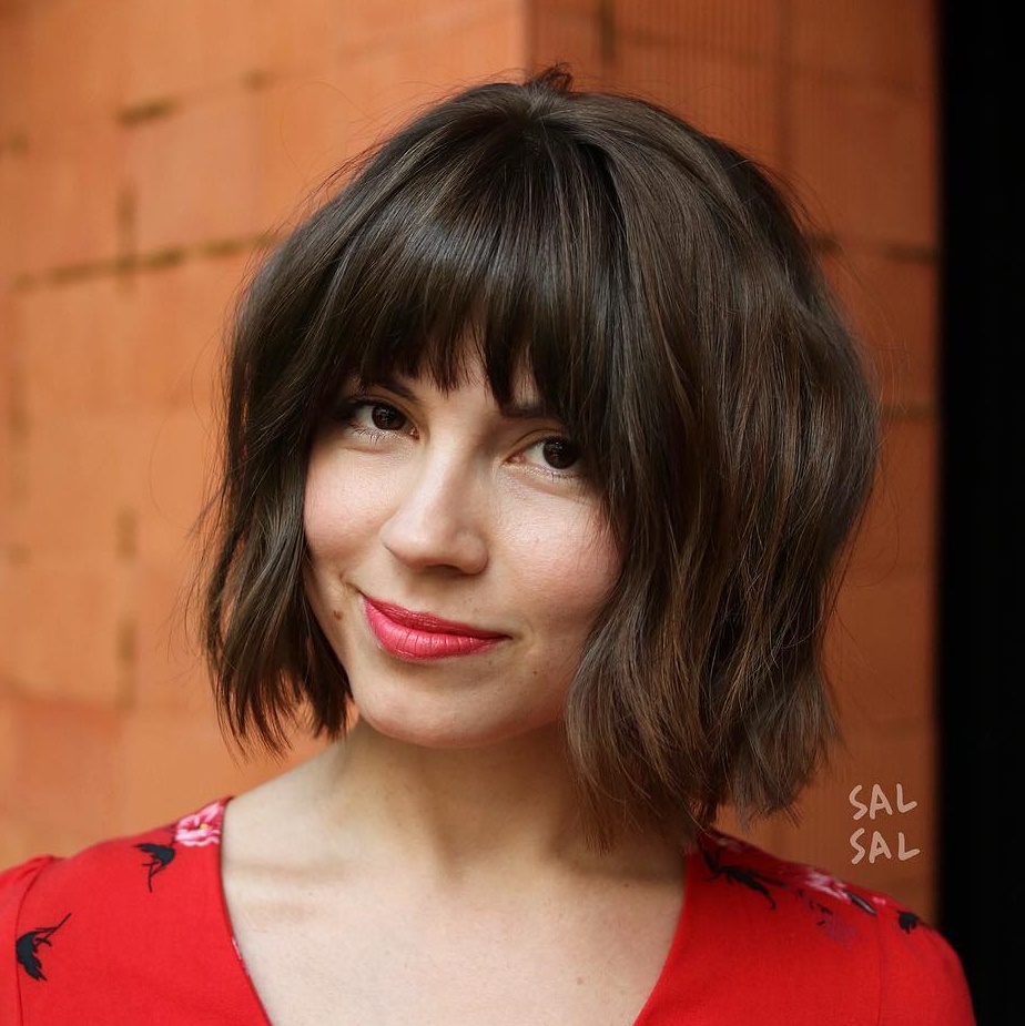 Shaggy Bob With Full Bangs For Thick Hair