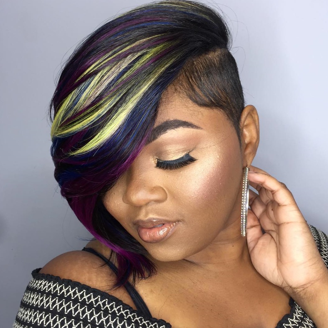 Short Asymmetrical Black Weave Hairstyle