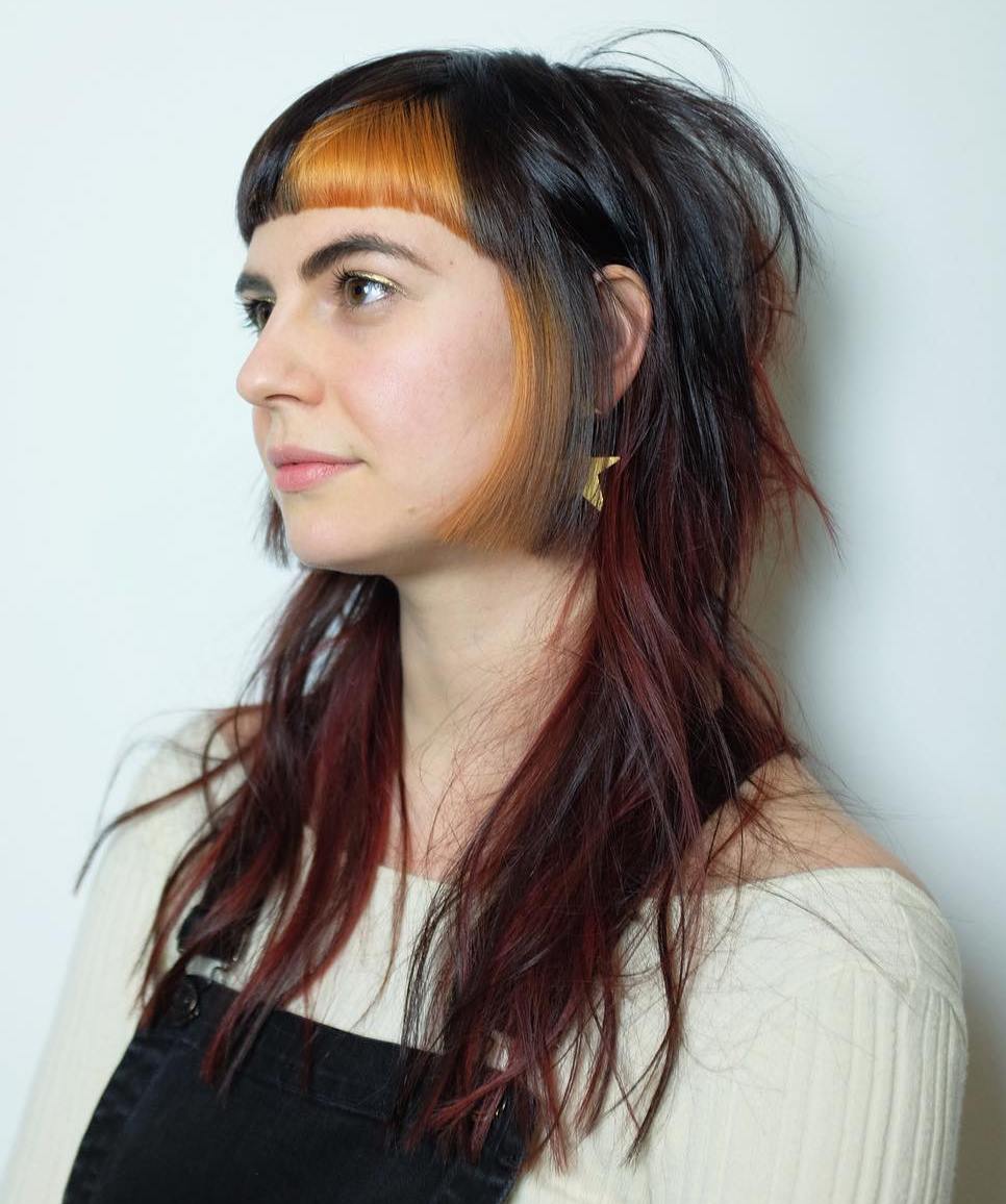 Long Punk Hairstyle With Half-Moon Bangs