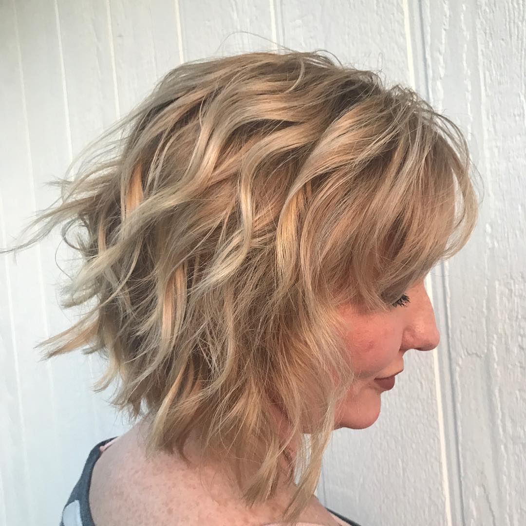 50+ Choppy Wavy Blonde Bob