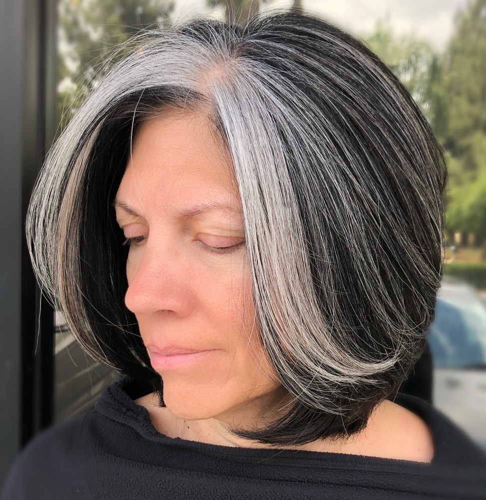 Sleek Gray Bob For Middle Aged Women