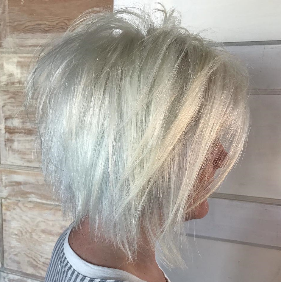 Tousled Silver Bob For Thin Hair