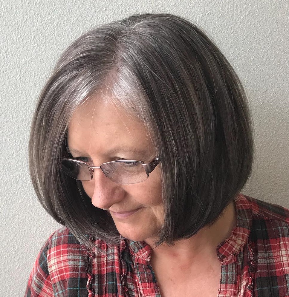 Charcoal And Gray Bob With Side Parting