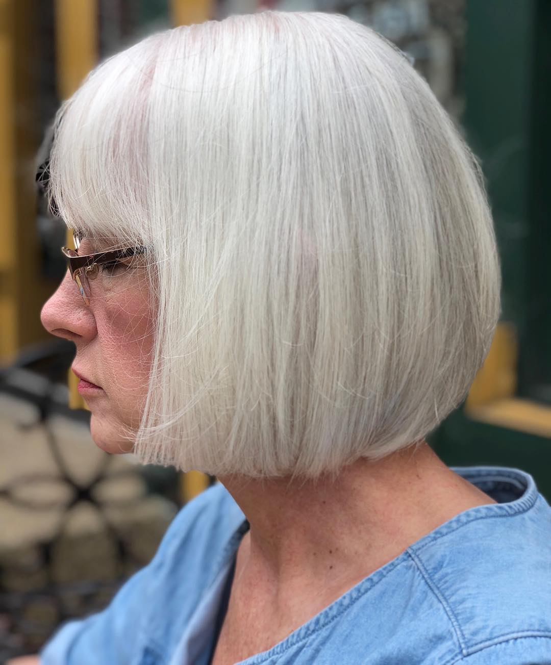 Chin-Length Blunt Bob With Bangs