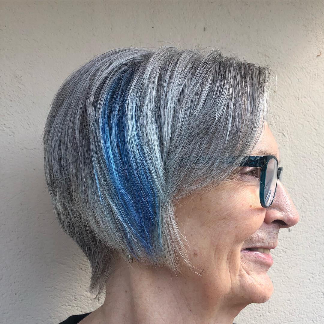 Short Layered Gray And Blue Cut