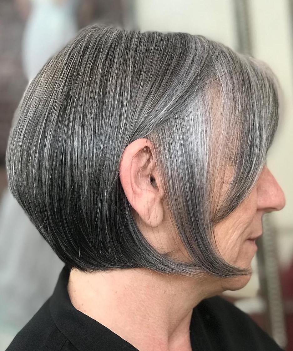 Short Gray Straight Bob