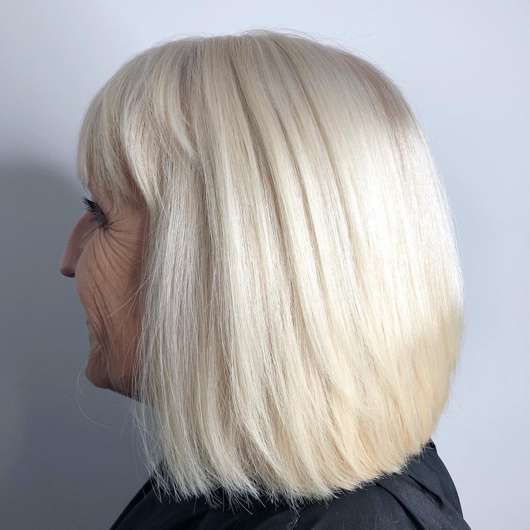 Medium Bob With Bangs For Older Women