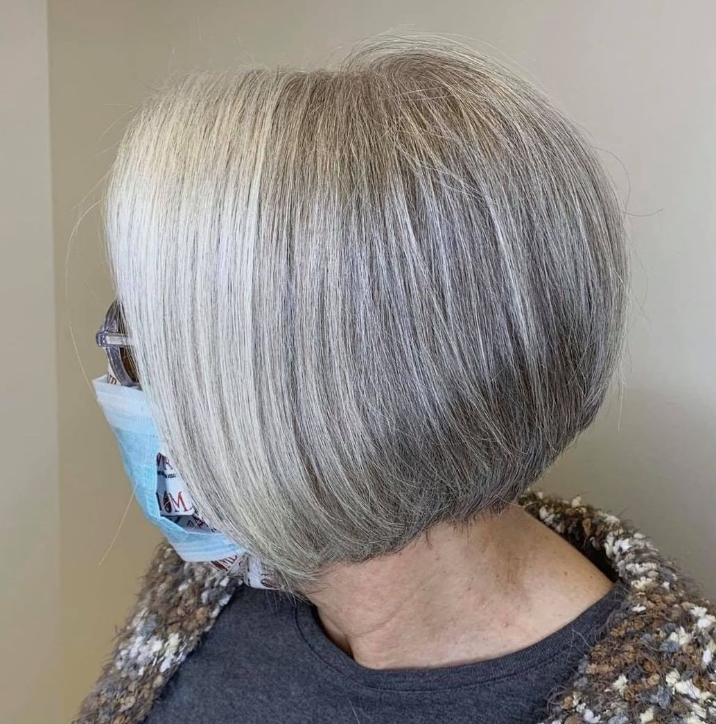 Short Stacked Gray Bob For Thin Hair