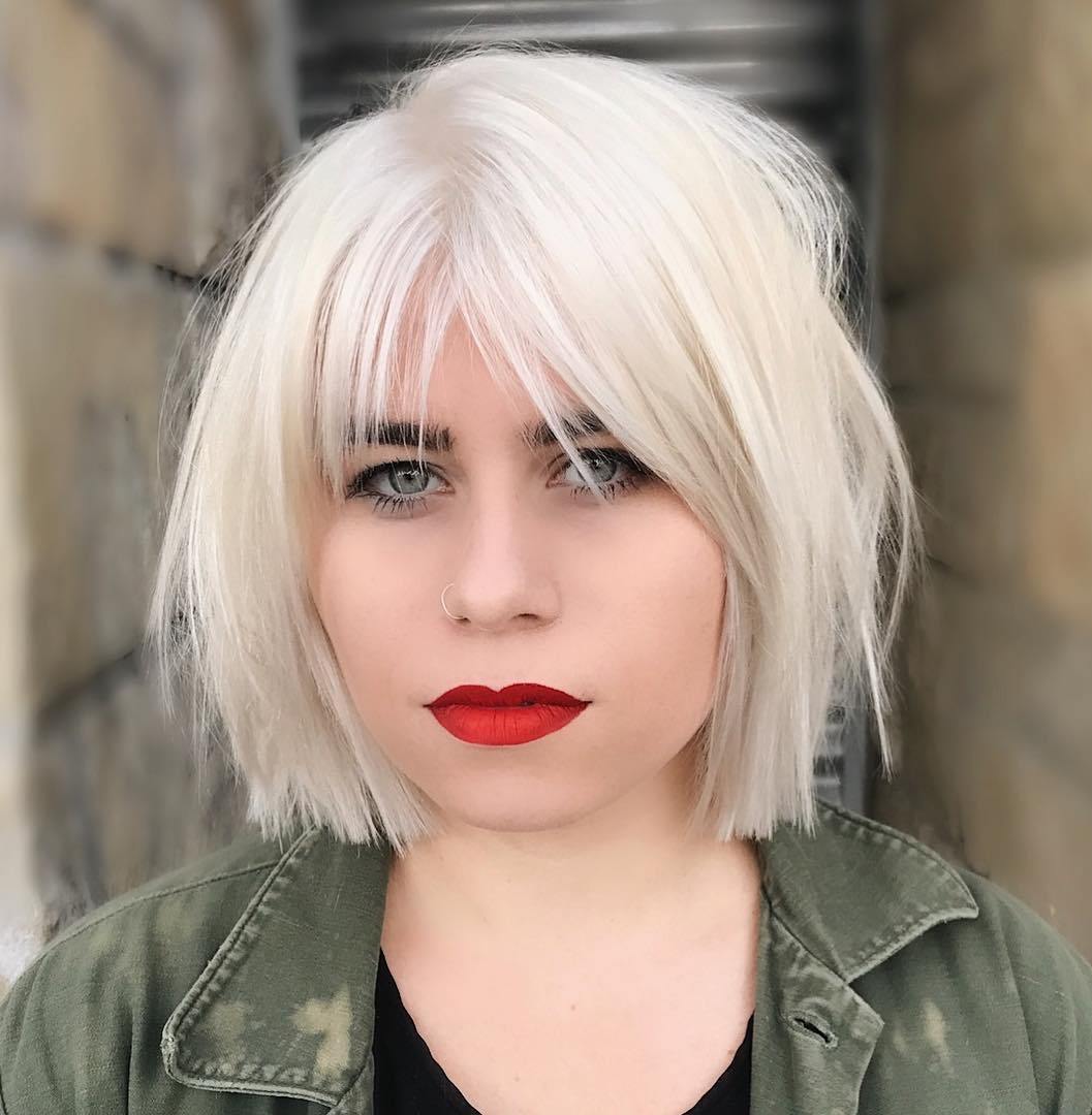 Chin-Length Choppy Platinum Bob