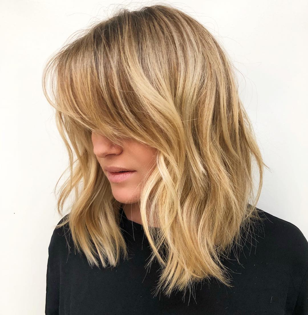 Golden Bronde Wavy Lob With Layers