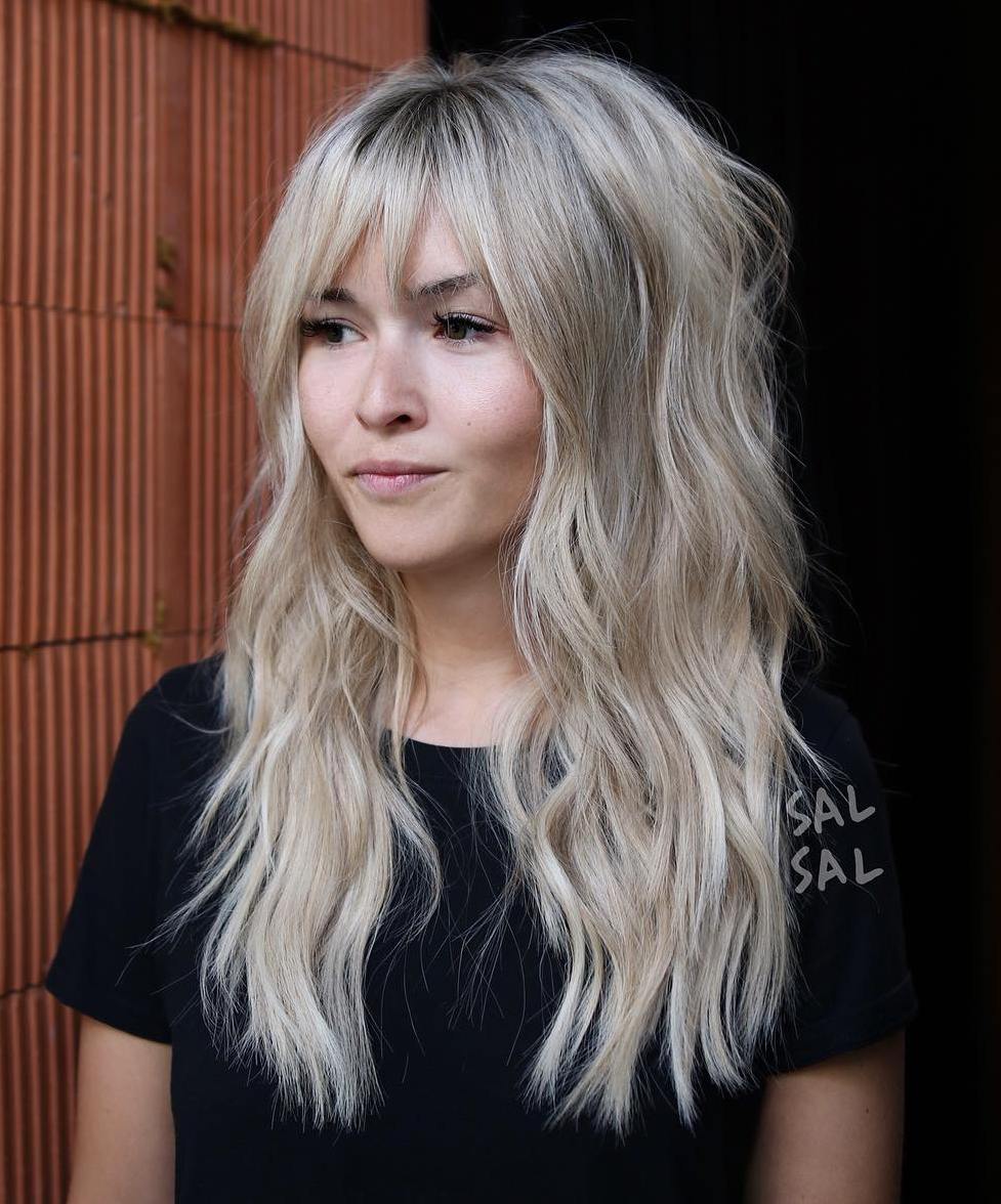 Long Blonde Shag With Bangs