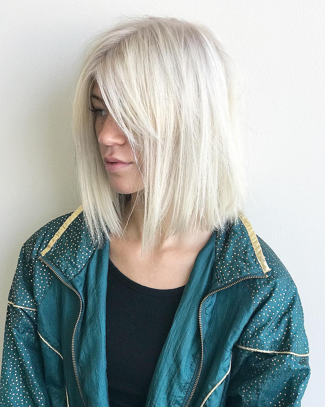 Wispy White Blonde Lob