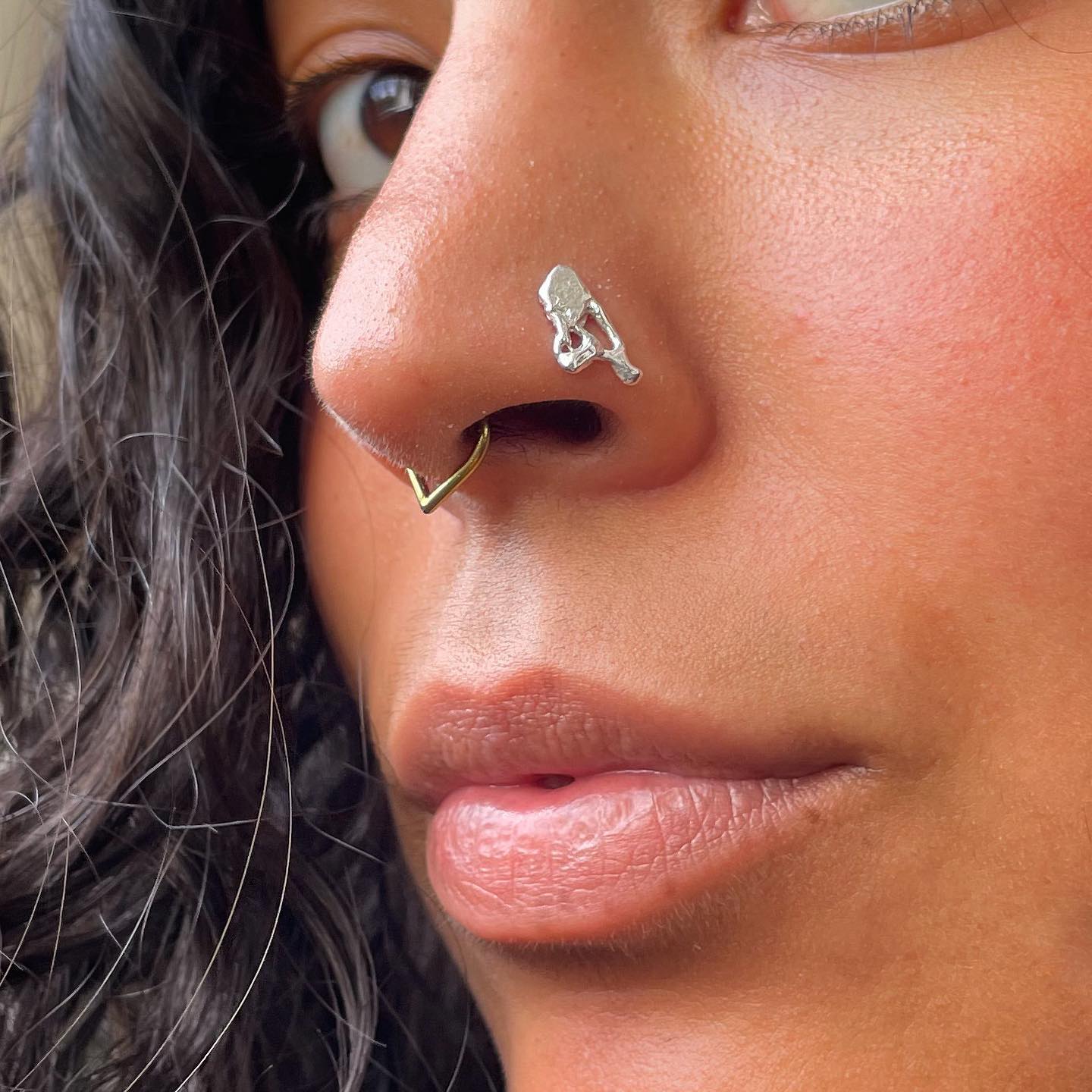 Silver Nostril Stud Piercing