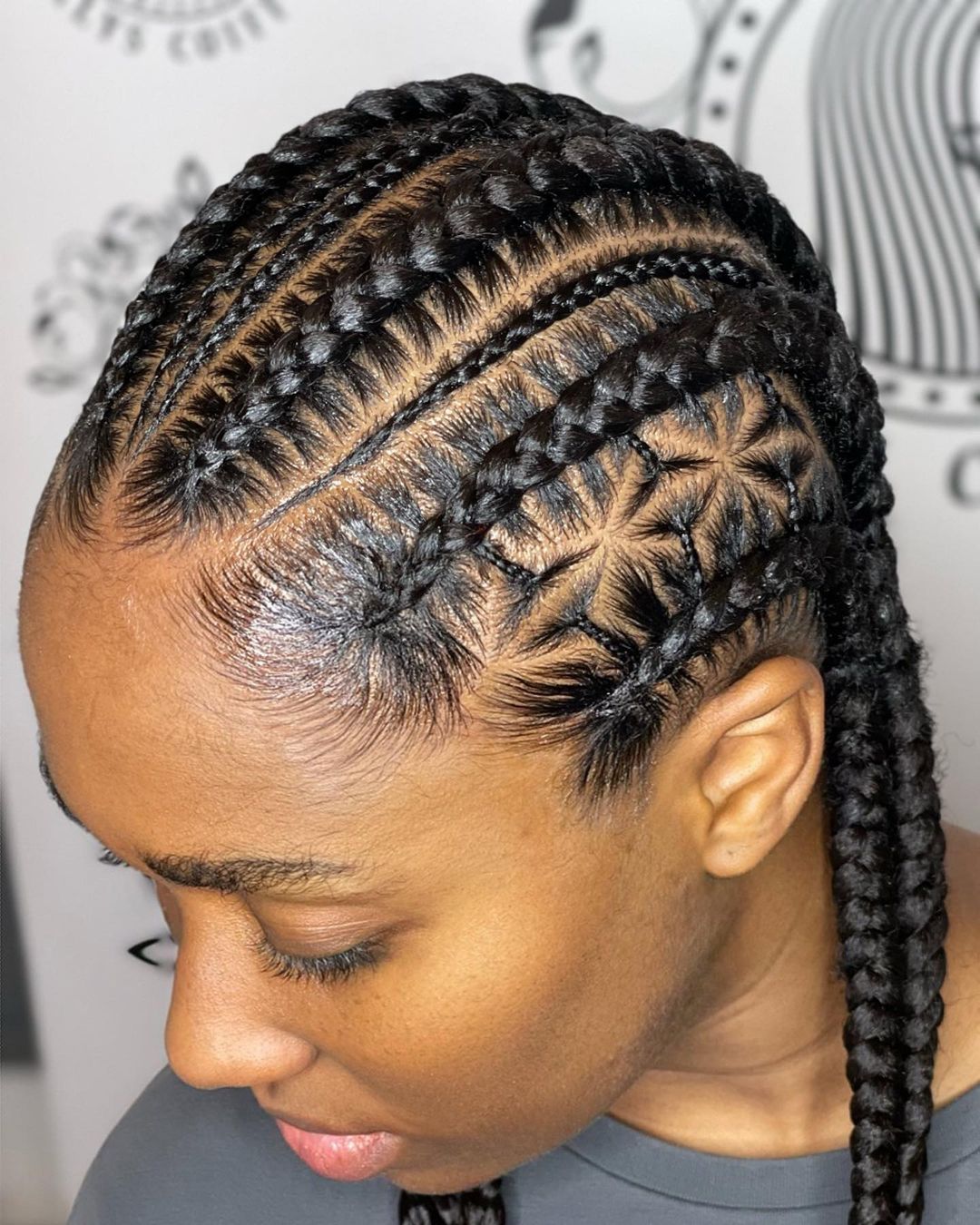 Straight Back Stitch Braids on Black Hair