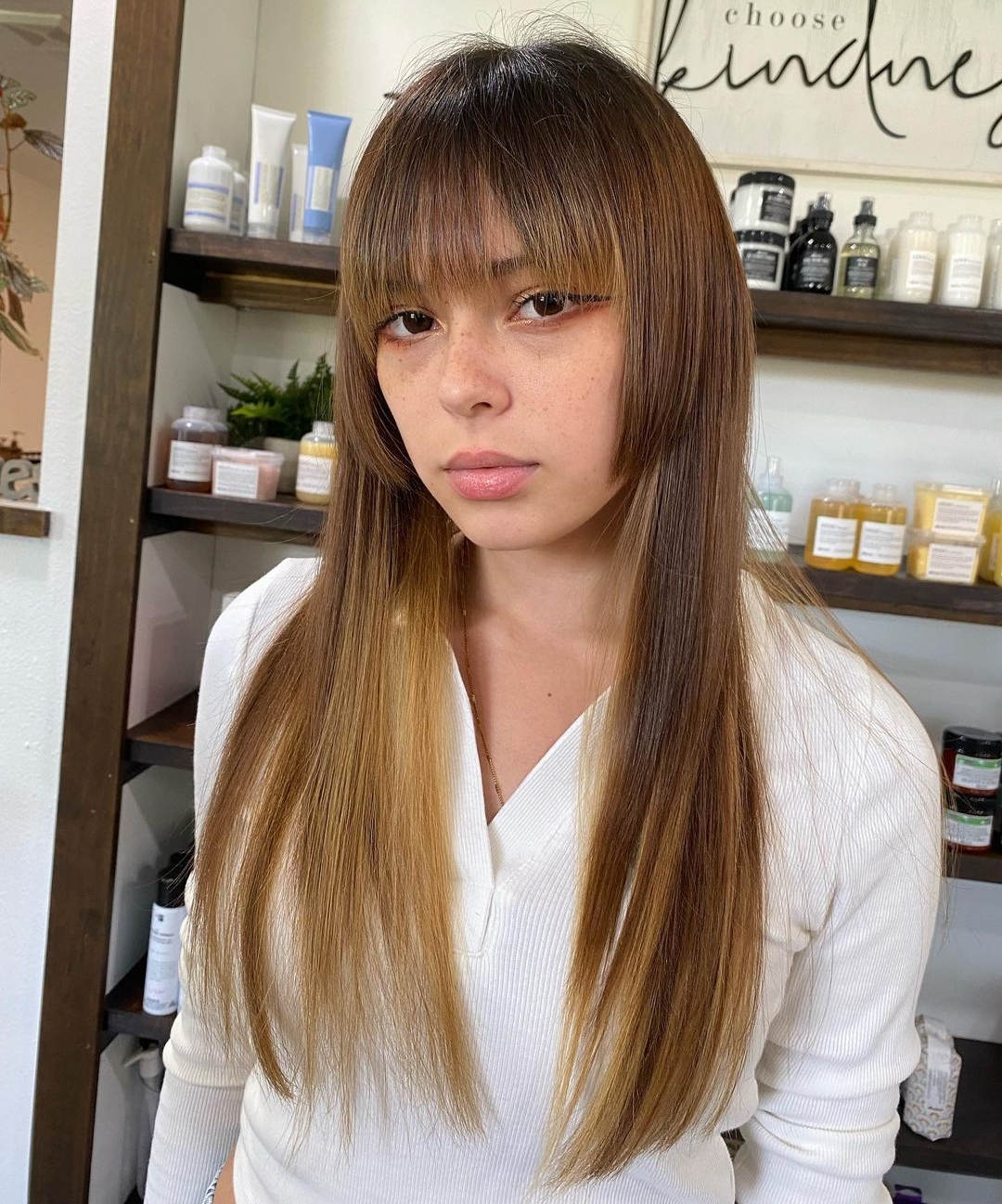 Traditional Hime Cut on Straight Long Hair