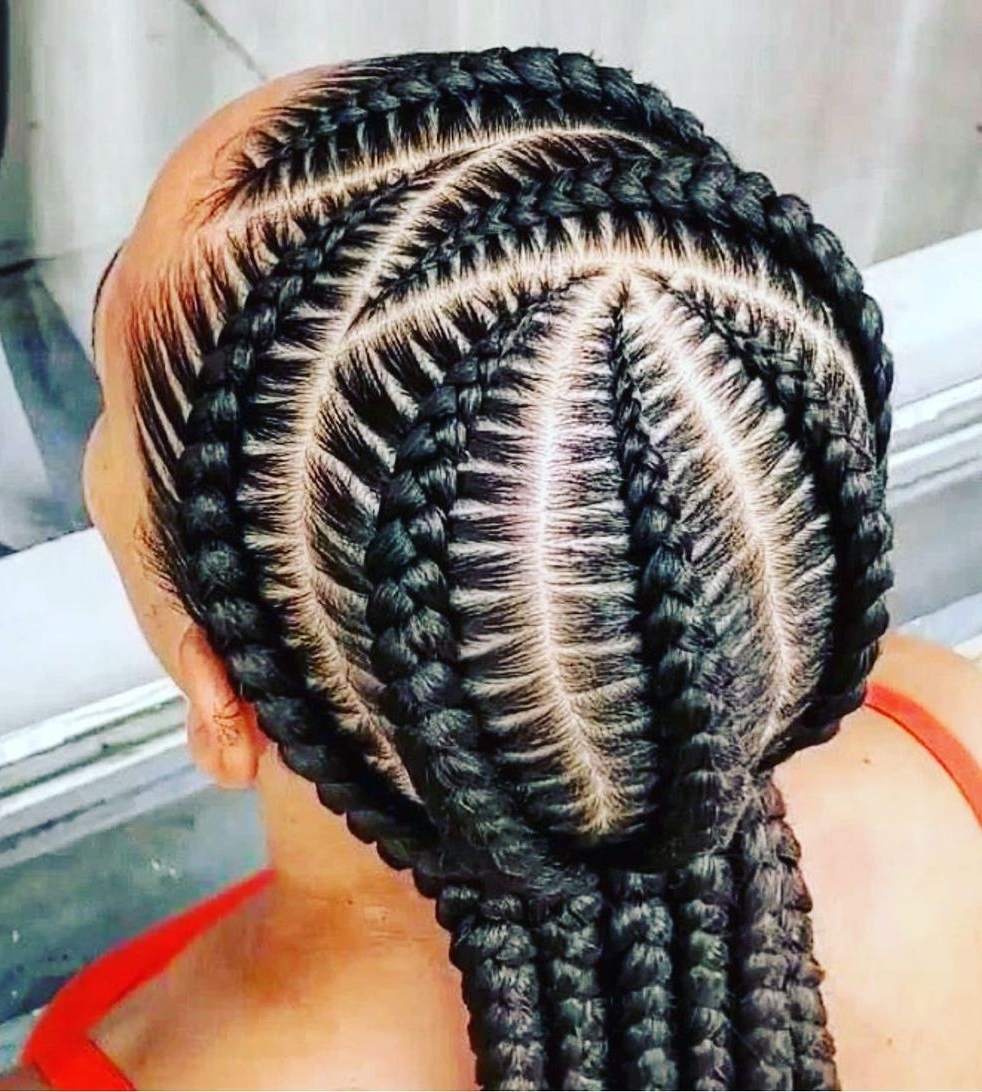 0Asymmetrical Six Braids on Long Black Hair