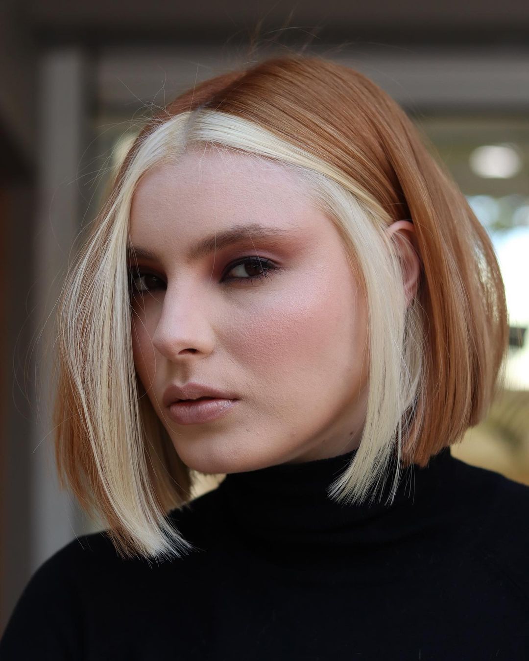 Blonde Skunk Stripes on Short Light Brown Hair