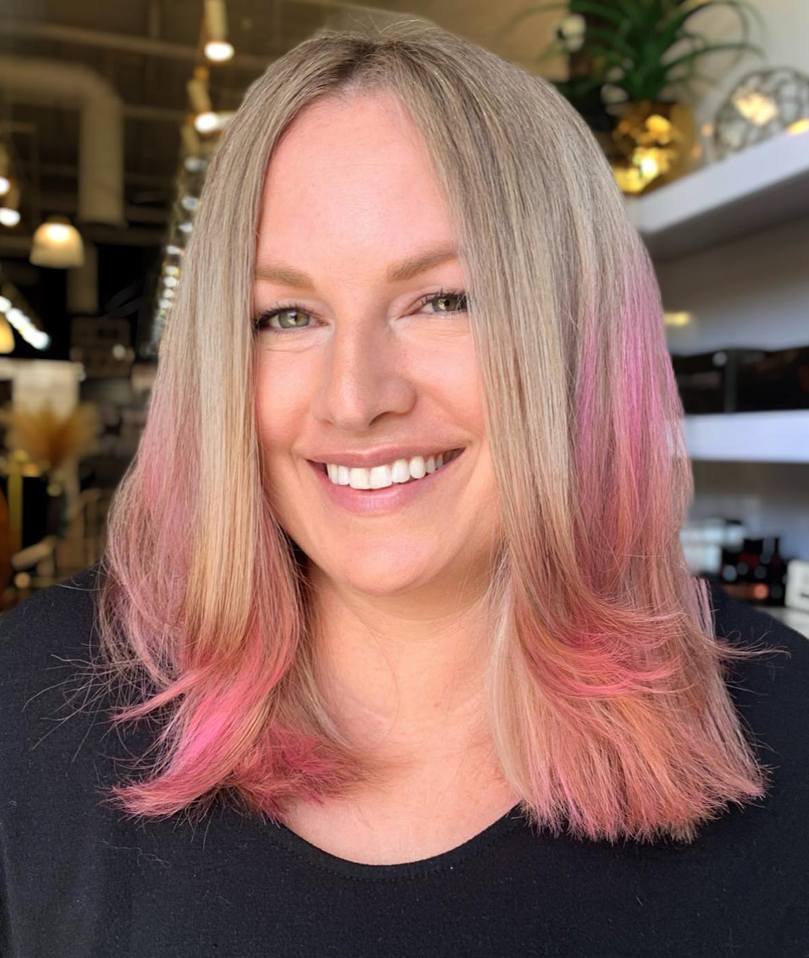 Blonde to Rose Gold Ombre on Short Haircut
