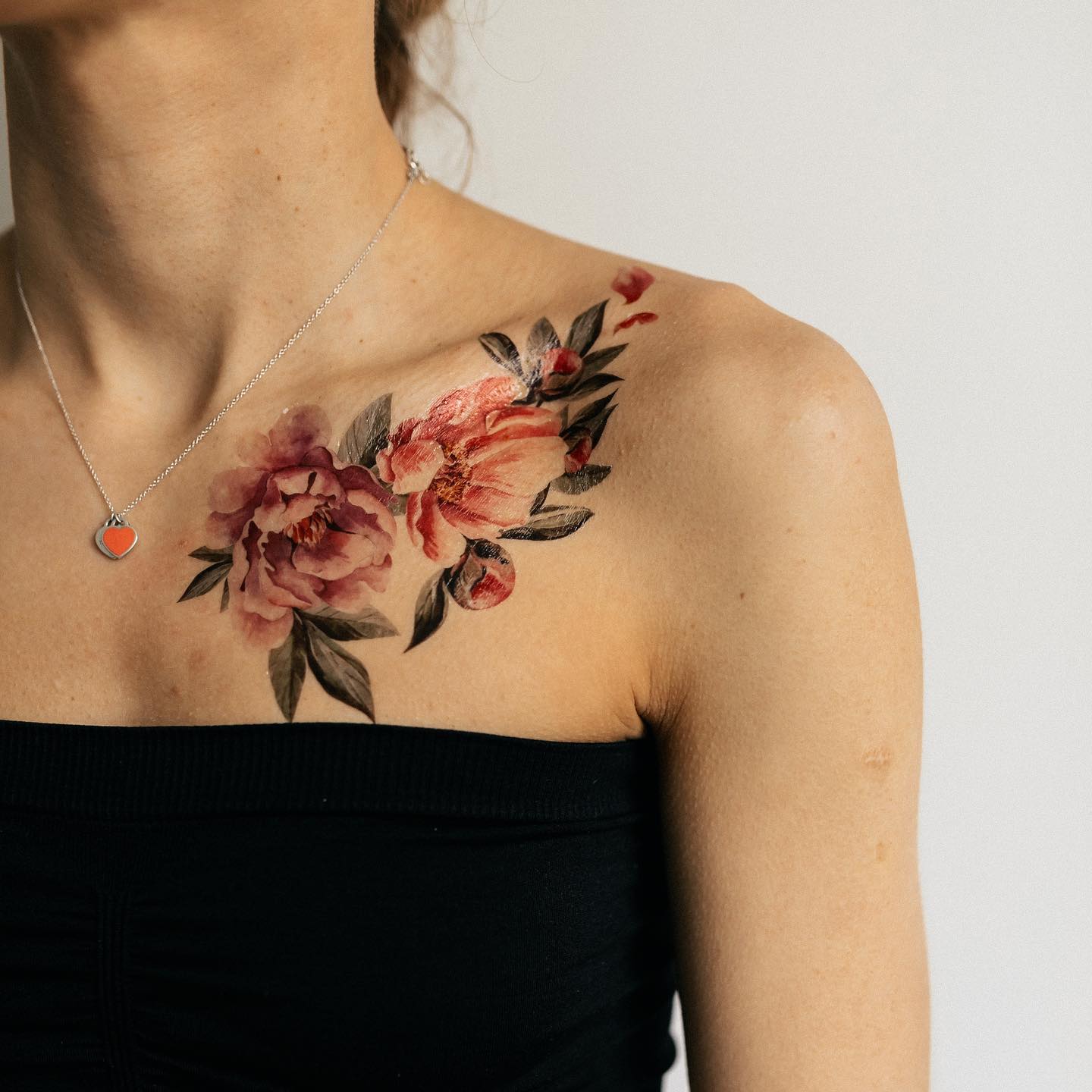Color Vintage Flower Temporary Tattoo