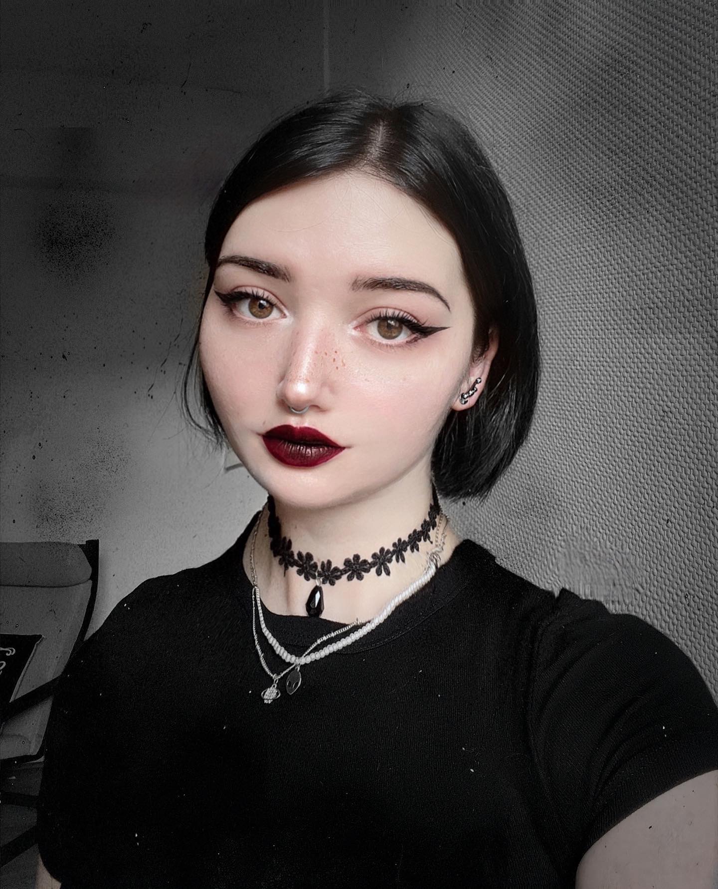 Dark Goth Eye Makeup with Dark Lips