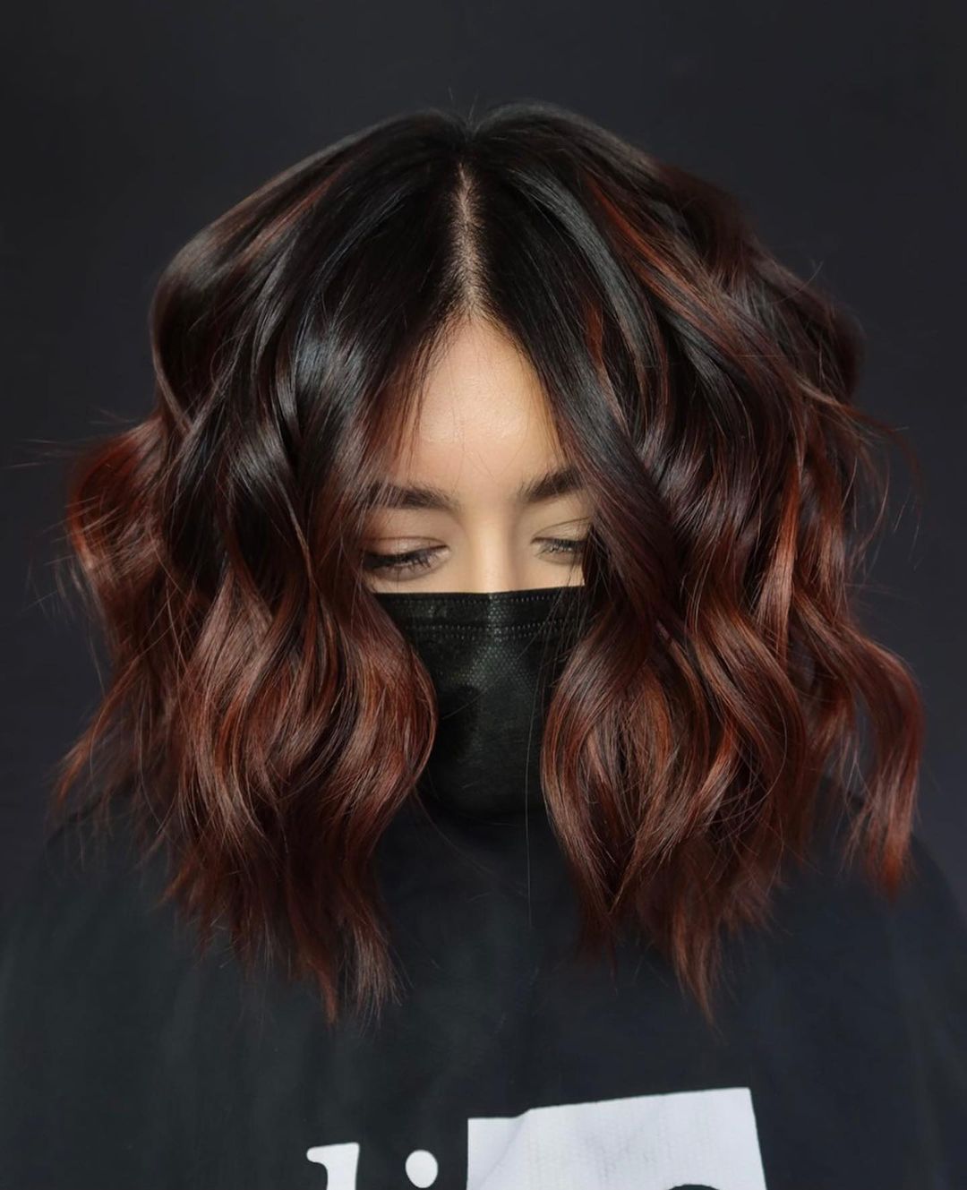 Dark Red Highlights with Dark Roots