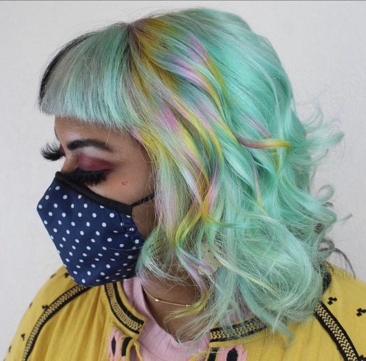 Light Green Hair with Yellow Highlights