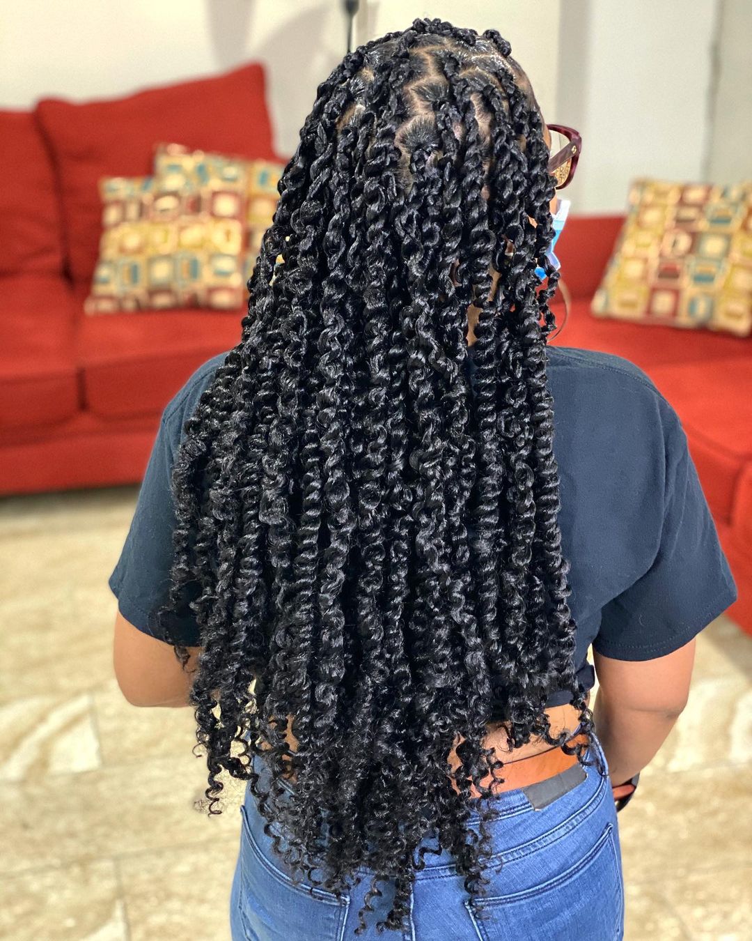 0Long Thick Protective Twists on Natural Hair