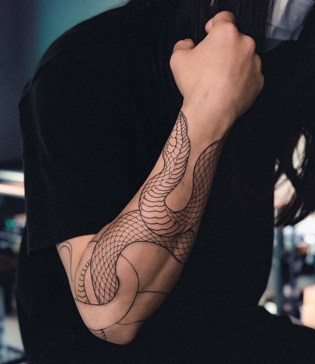 Snake Japanese Tattoo on Arm