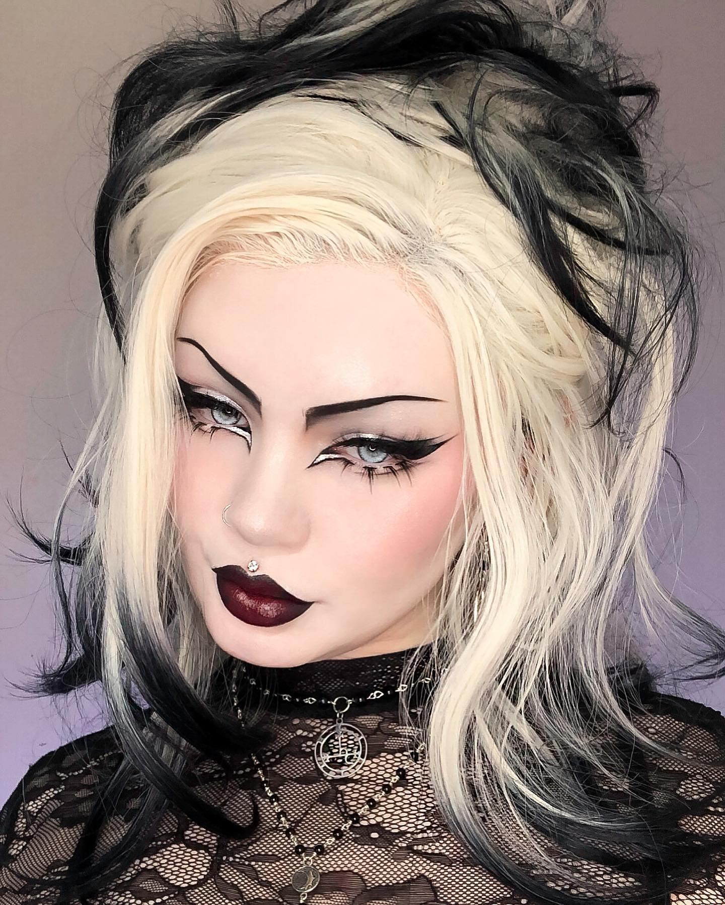 Aesthetic Goth Makeup with False Eyelashes