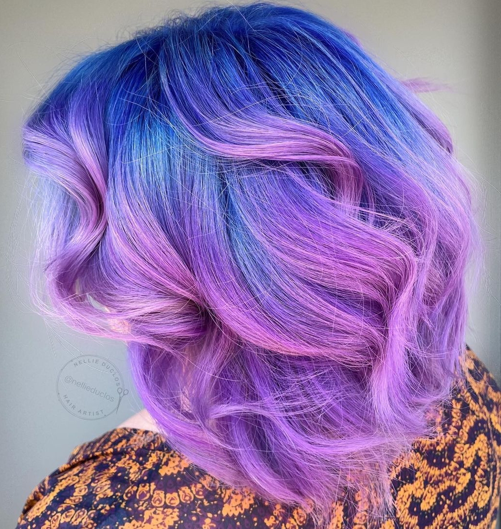 Blue to Purple Ombre on Short Hair