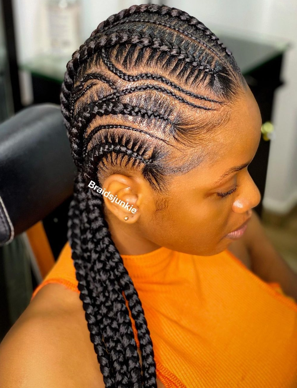 Feed In Stitch Braids on Long Hair