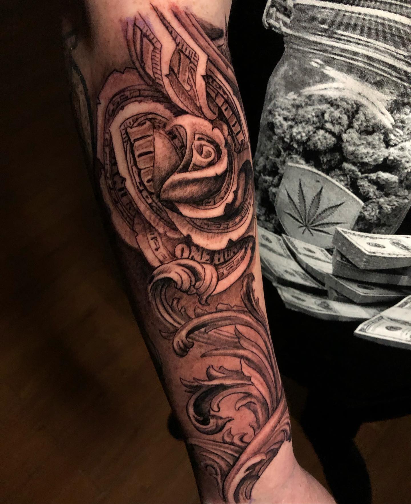 Money Rose Tattoo on Arm