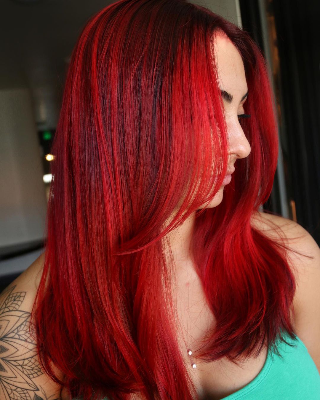 Neon Red Ombre Hair